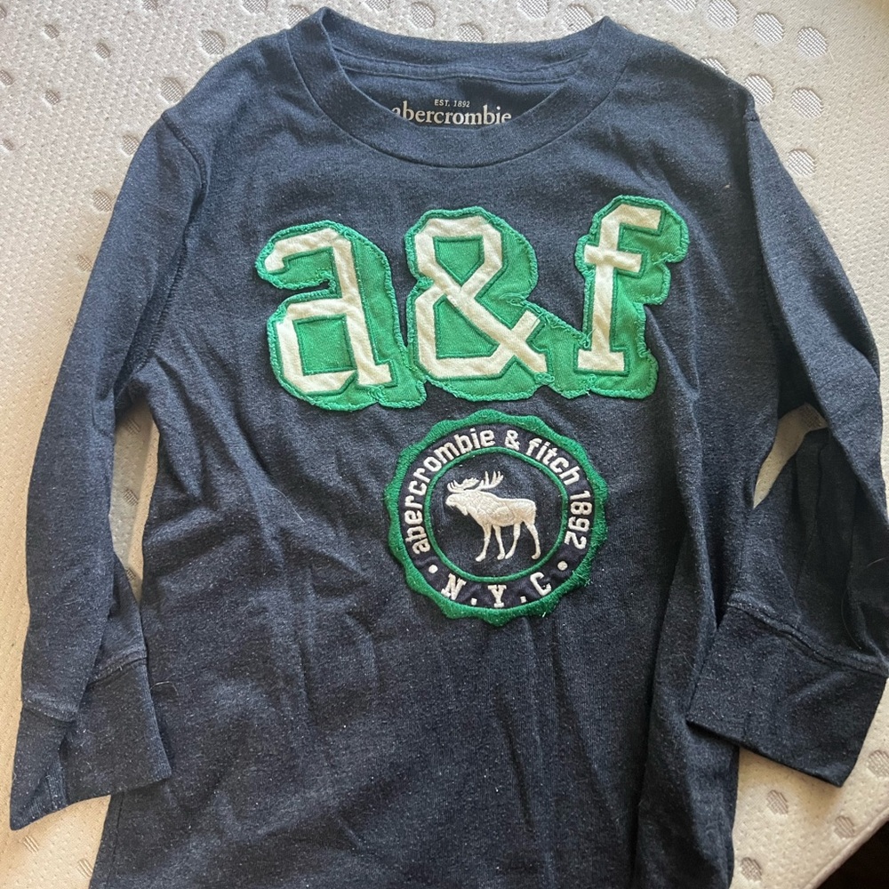 Abercrombie & Fitch Kids Gray and Green Logo Shirt